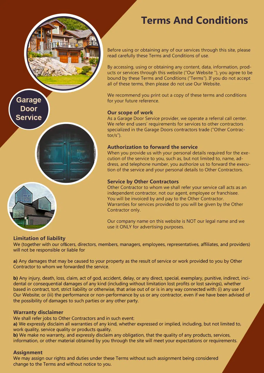 5 Star Garage Doors Glendale, CA 818-853-2323 - terms6